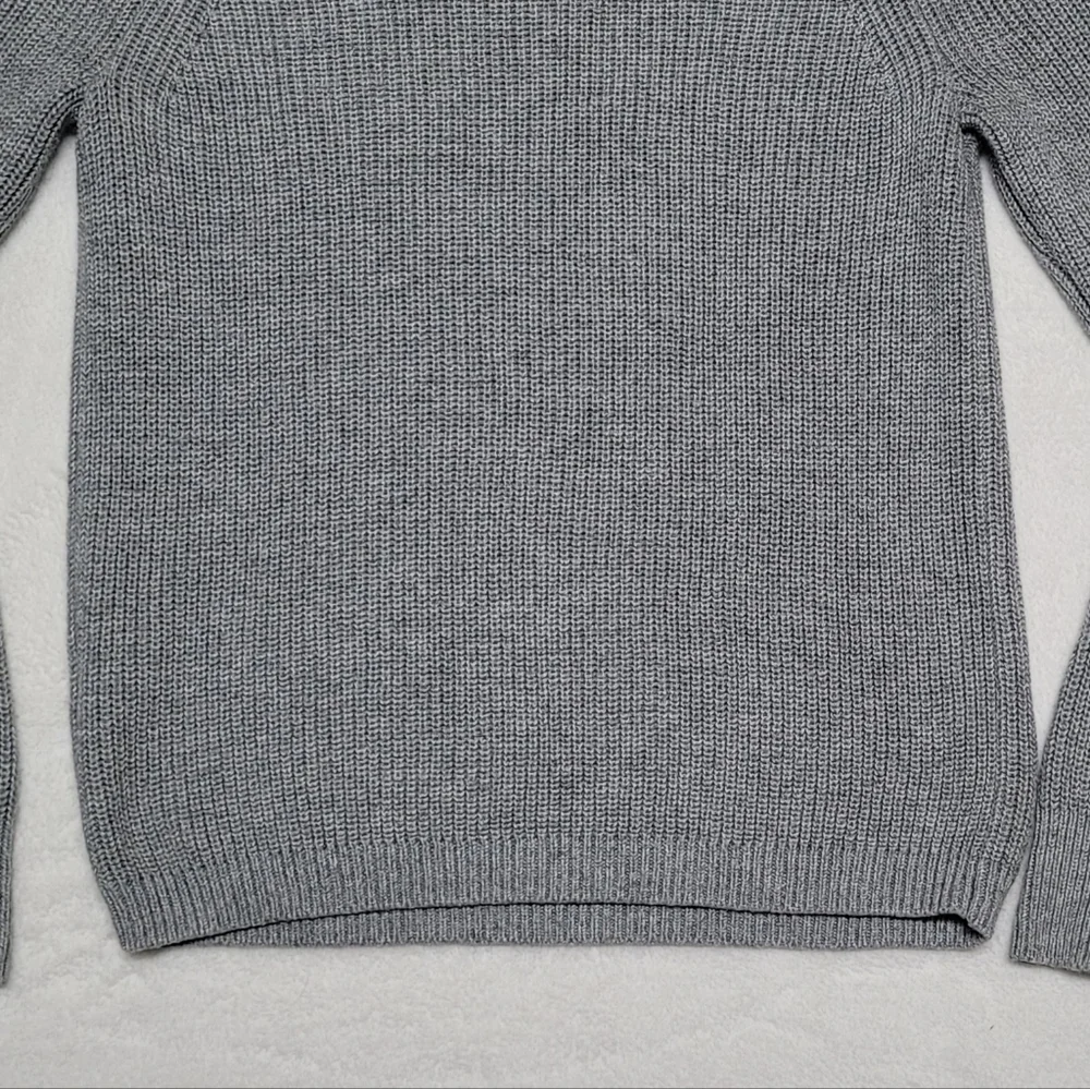 J. Crew Gayle Gray Knit Black Bow-Tie Mockneck Drop-Shoulder Pull-over Sweater